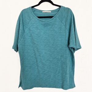 Peruvian Connection Turquoise Cotton Slub Top, XS/S